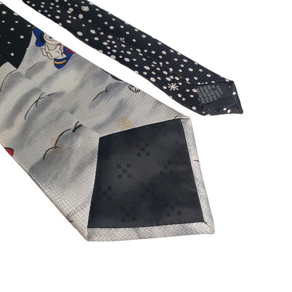 Vintage Disney Mickey Unlimited Snowman Holiday Necktie With Donald Duck Goofy - Picture 5 of 6